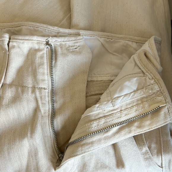 Anthropologie Eva Franco Wide Leg Crop Chino Pants Cream High Rose Sz 4 NEW - Picture 10 of 14